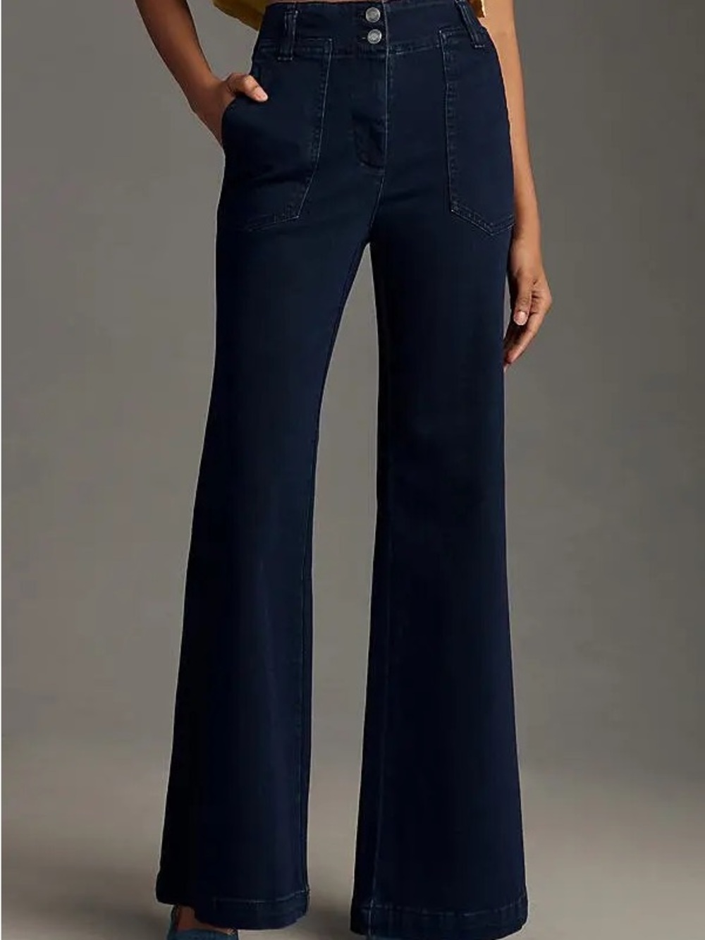 Anthropologie Dark Navy High-Rise Wide-Leg Jeans